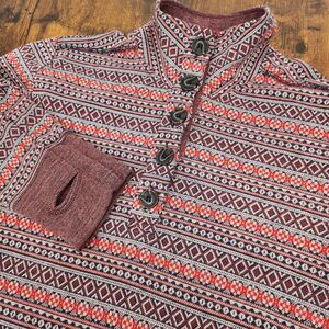 Kavu Tunic Top Womens Small Multicolor Fair Isle Birdseye Pullover Thumbholes